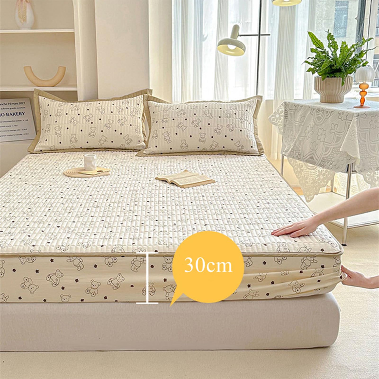 Amazon｜BAJIN 敷きパッド パッド一体型ボックスシーツ 90x200cm+30cm