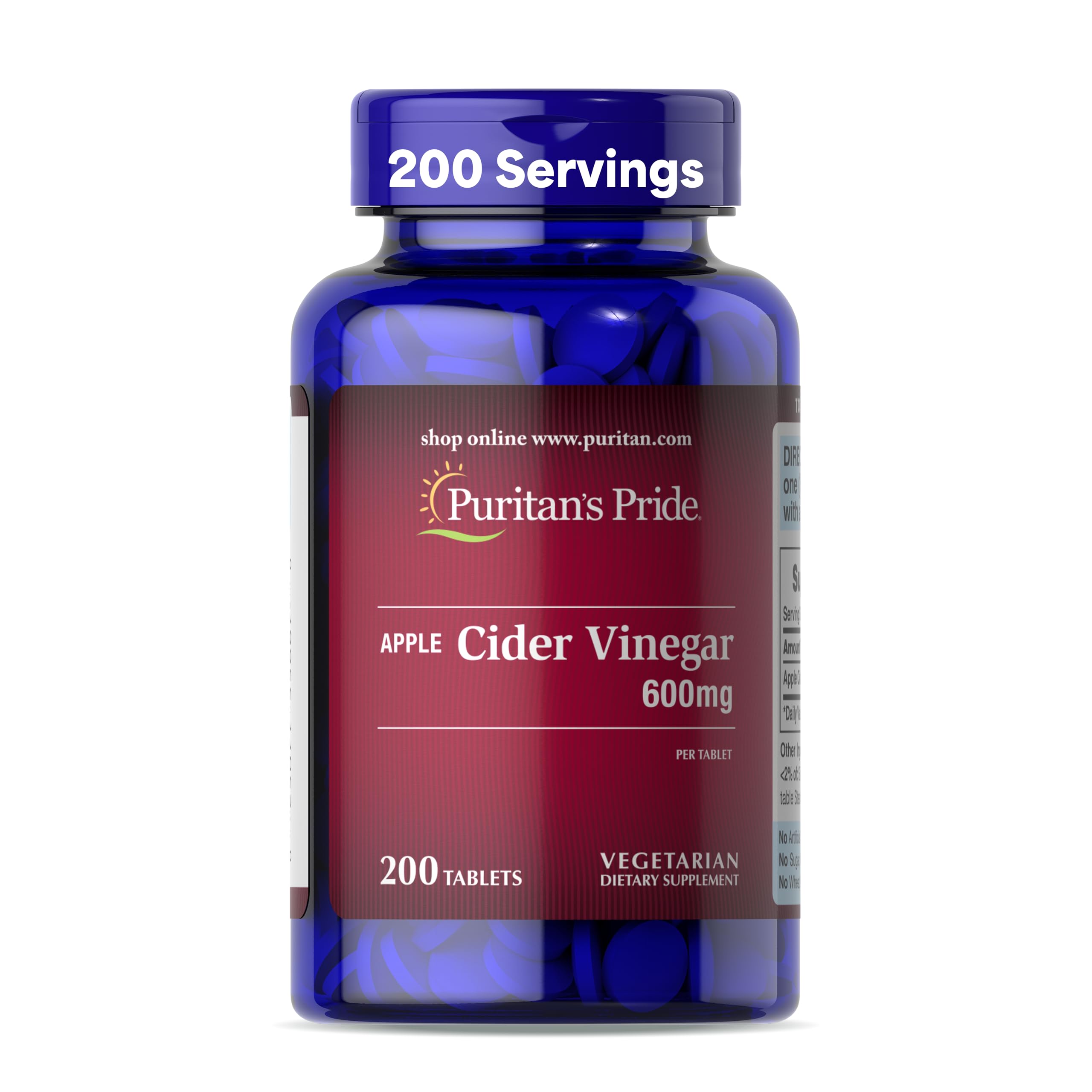 Puritan's Pride Puritan's Pride Apple Cider Vinegar, 600mg, 200 Tablets
