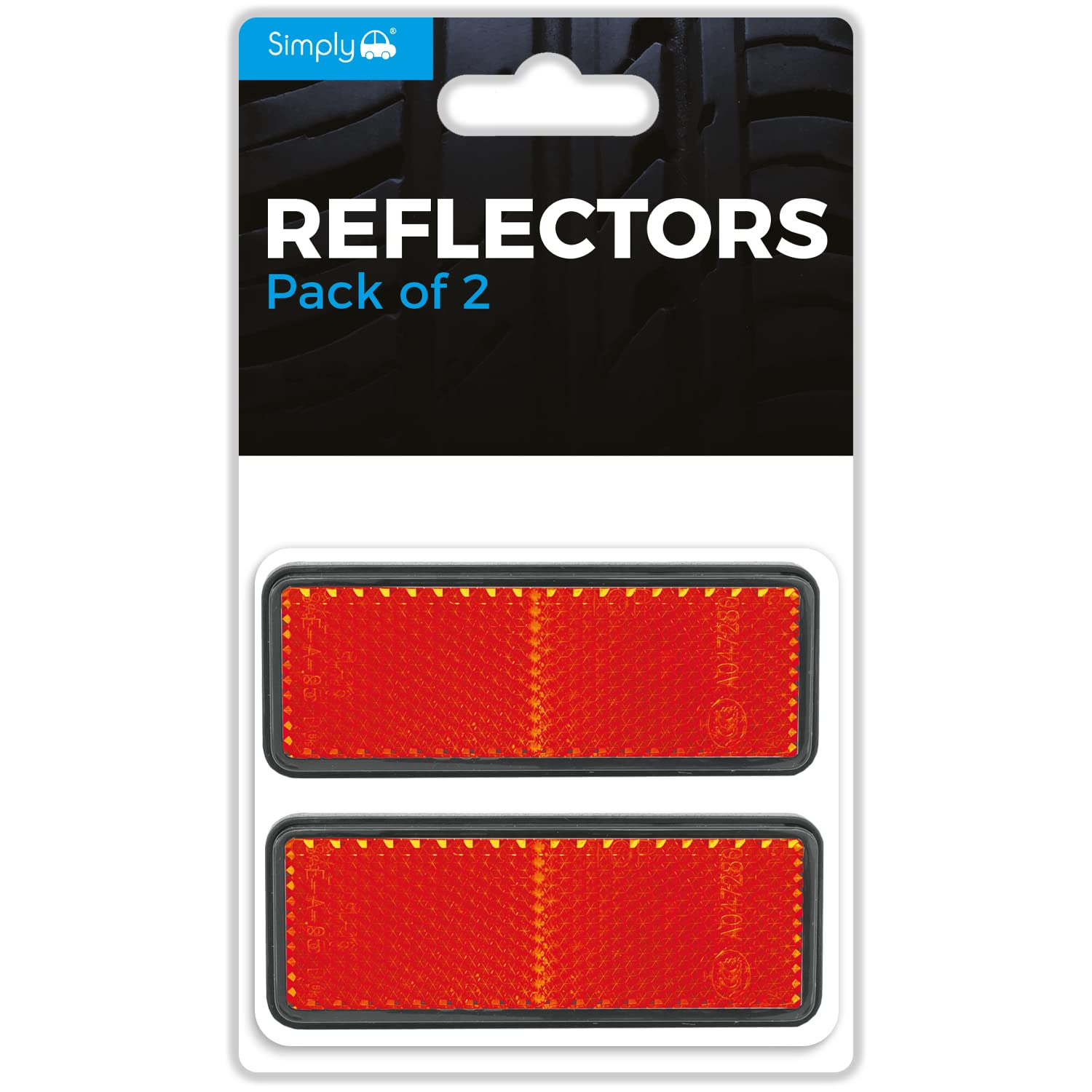 Simply REF01 Set of 2 Adhesive Reflectors - Universal & Easy to Fit - Red