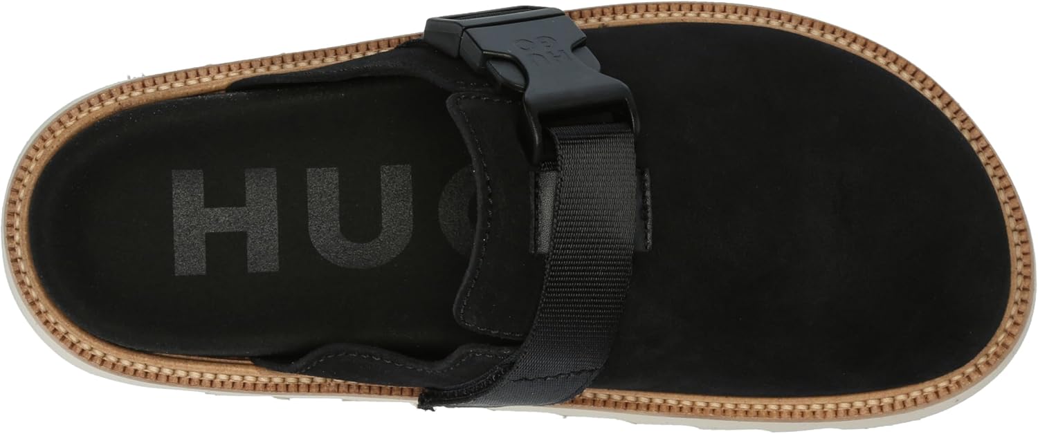 HUGO Women's Slip on Top Buckle Suede Clogs