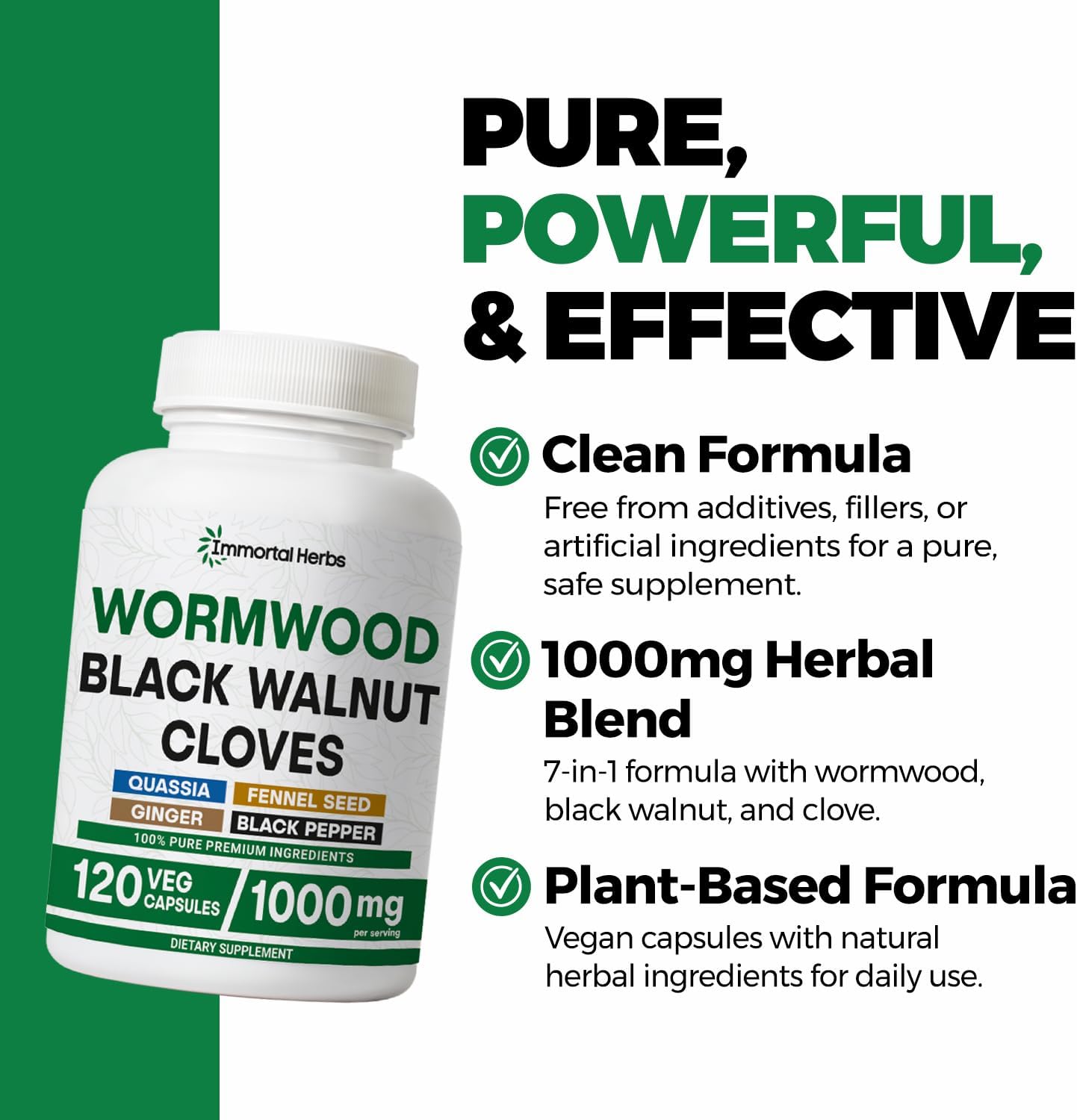 Wormwood Black Walnut Clove Cleanse Extract, 7-in-1 Complex, 120 Pills, Herbal Supplement for Adults, Vegan, Non-GMO & Gluten Free Sweet Wormwood Capsules - Image 3