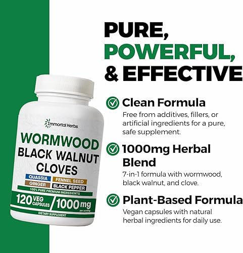 Miniatura 3 de Extracto de Limpieza de Ajenjo, Nogal Negro y Clavo, Complejo 7 en 1, 120 Píldoras, Suplemento Herbal para Adultos, Vegano, Sin OMG y Sin Gluten,