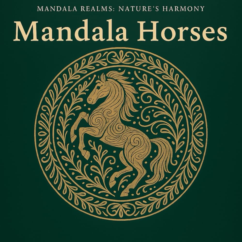 Mandala Horses: A Graceful Horse-Themed Mandala Colouring Book for Adults and Teens: Elegant Equine Mandalas, Flowing Patterns & Beautiful Line Art ... Creativity and Stress Relief (Mandala Realms)