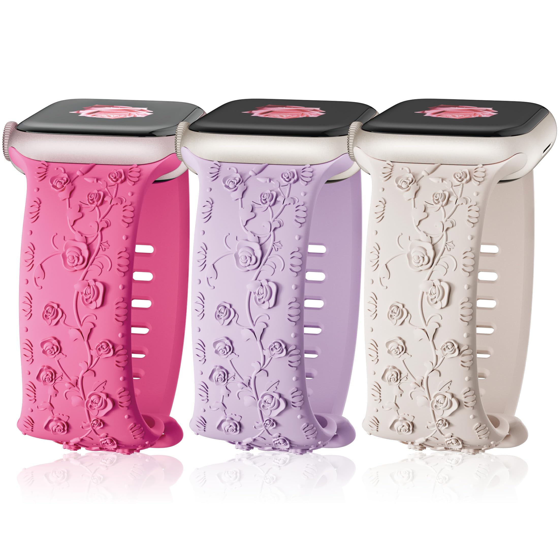 Maledan Inciso Floreale Compatibile con Cinturino Apple Watch 40mm 41mm 38mm 42mm per Donne