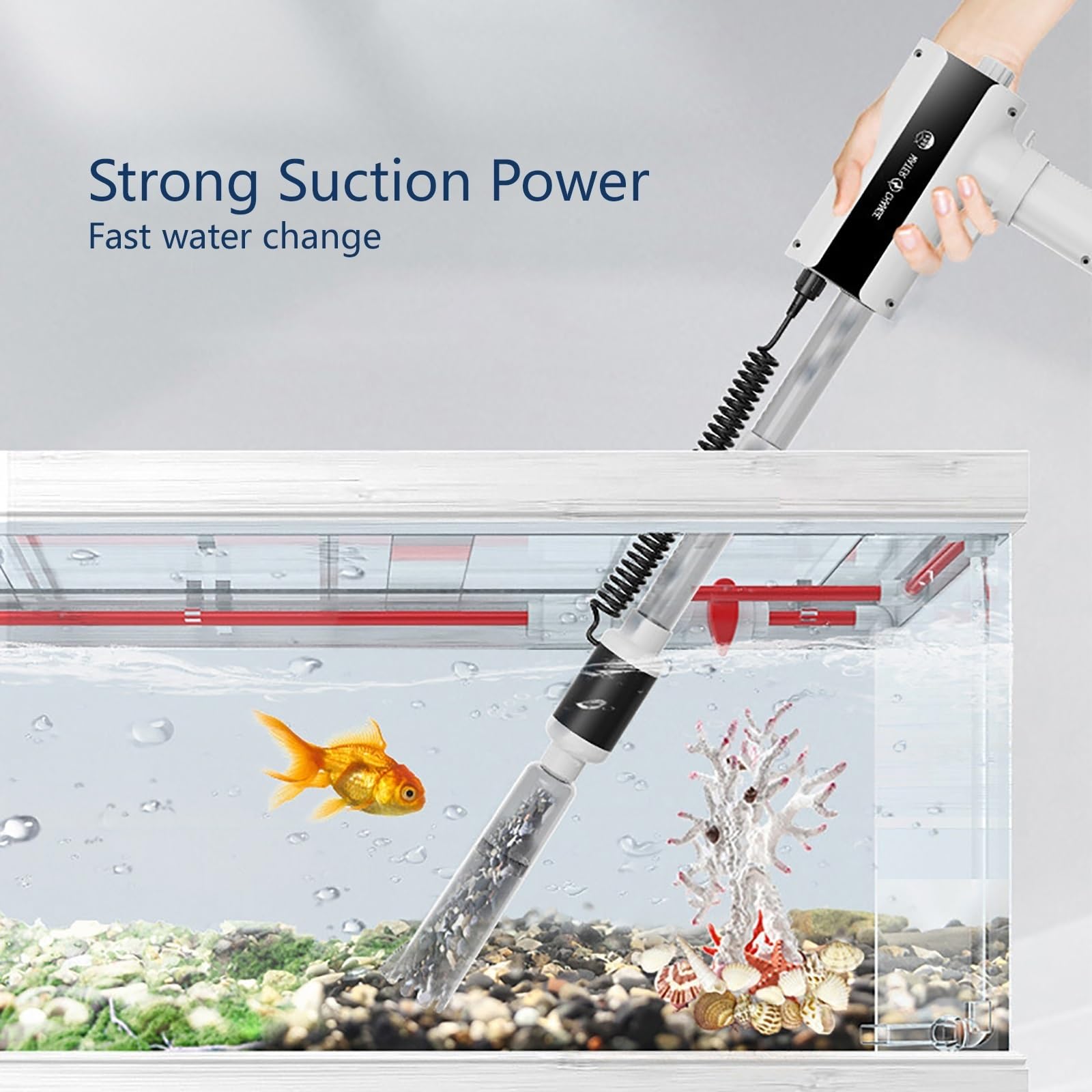 Kit limpiador de grava para acuario, aspiradora de sifón recargable, cambiador de agua automático, caudal ajustable, portátil para mantenimiento de peceras