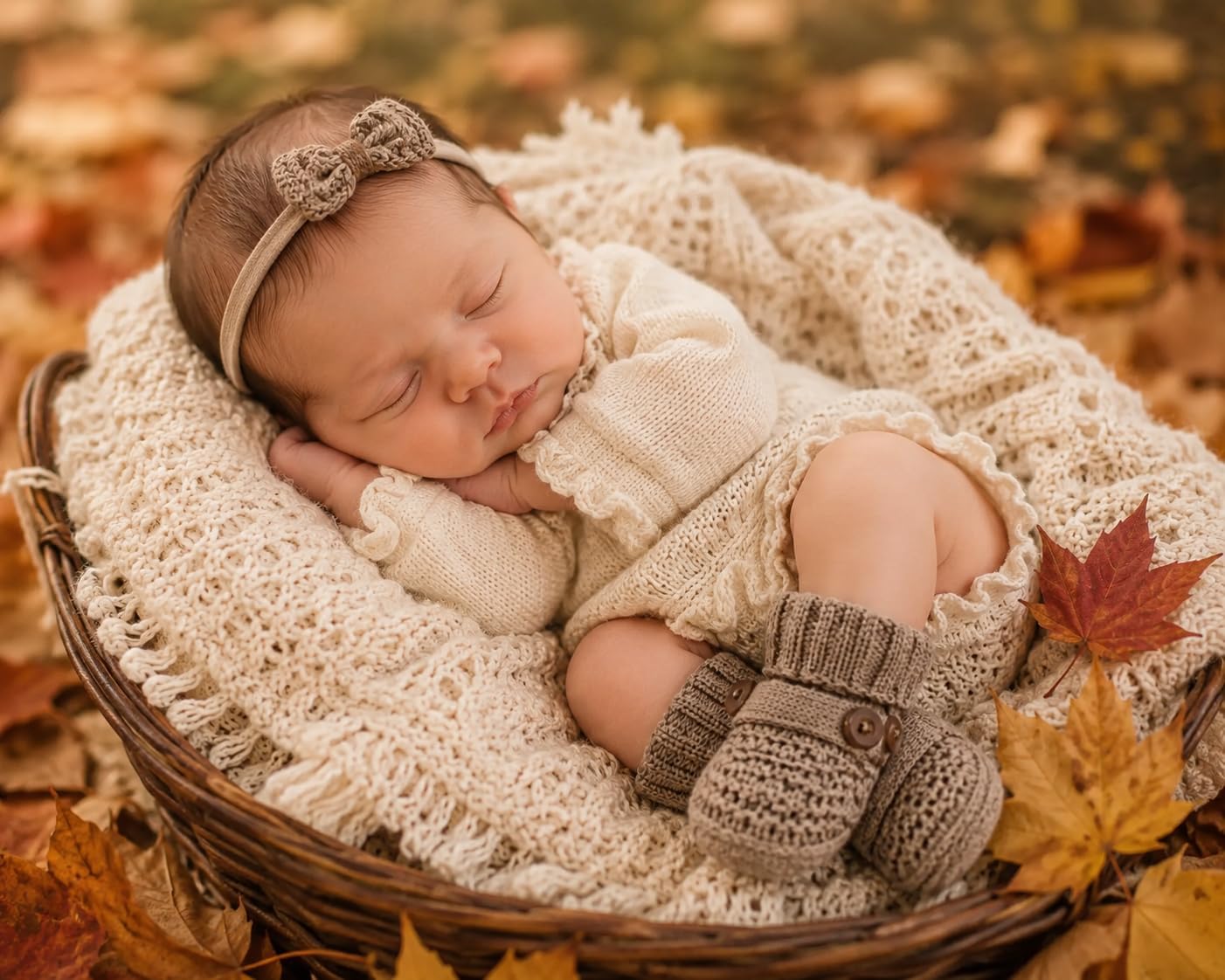 Shag Wear Cable Knit Baby Booties with Buttons for Girls Newborn Infant Brown