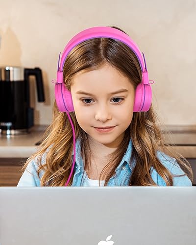 Miniatura 6 de NIVAVA Auriculares para niños, auriculares K8 con cable para niños con diadema ajustable, conector de 0.138in para la escuela, auriculares plegables