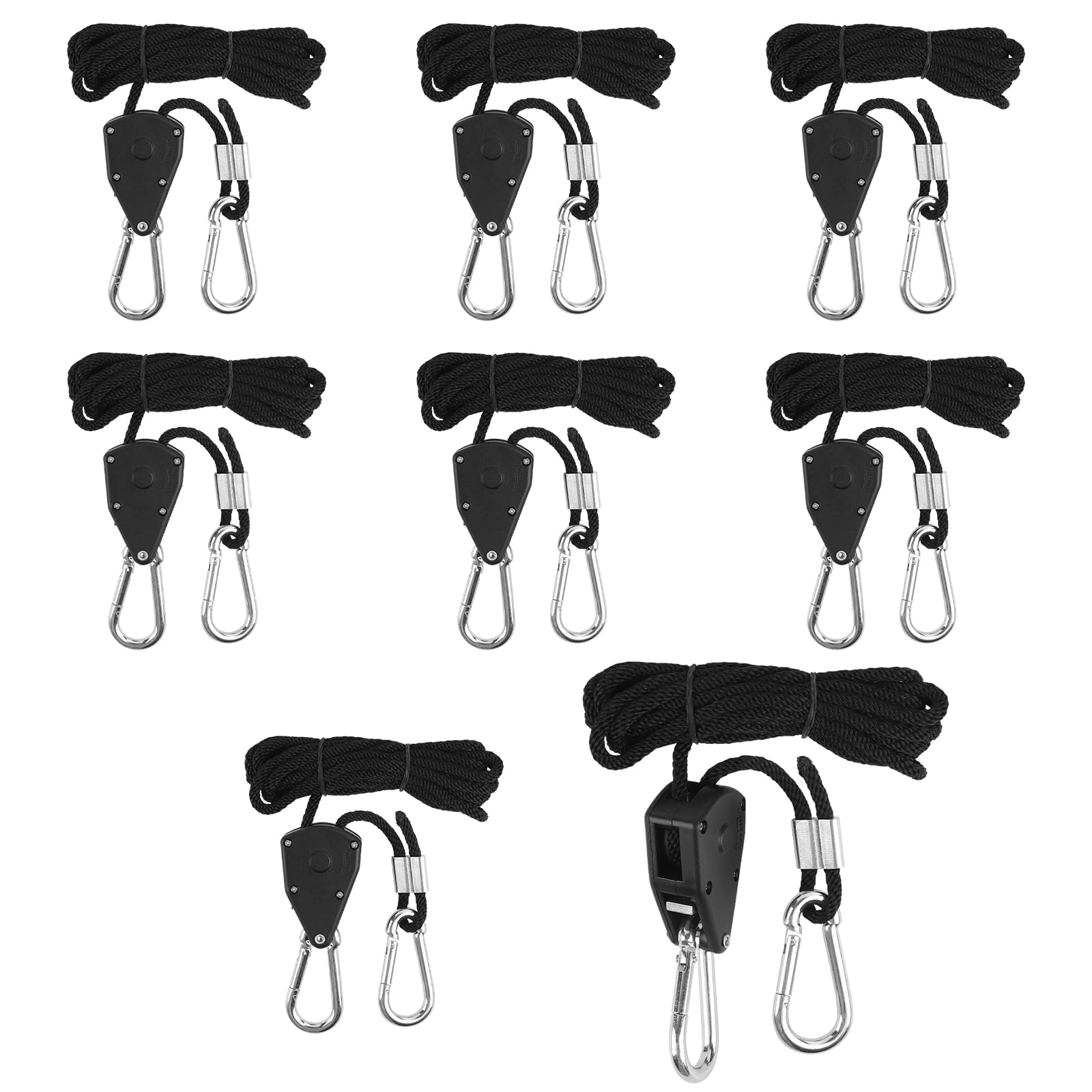 LALAGO 8 Piezas de Gancho de trinquete, Cuerda de Gancho 2M, 1/8 Pulgadas de Cuerda de Suspensión