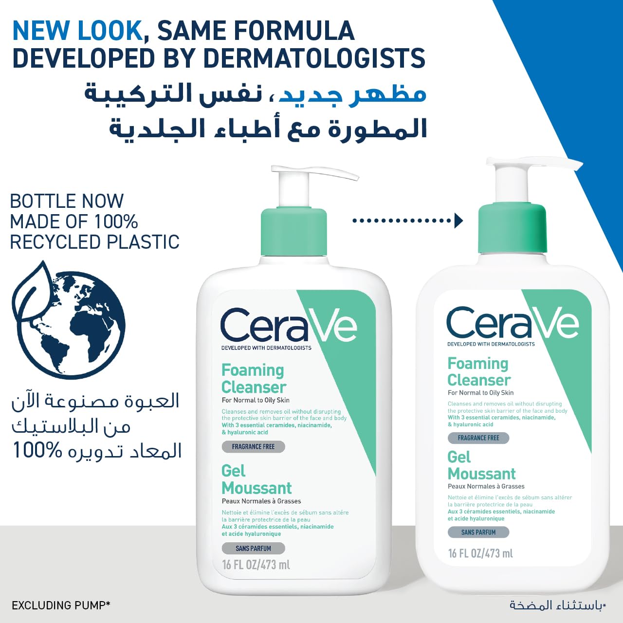 CeraVe Foaming Facial Cleanser 473ml Value Size - Gel-to-Foam Daily Face Wash with Ceramides, Niacinamide and Hyaluronic Acid for Normal to Oily Skin, Long-Lasting Family Size Pump