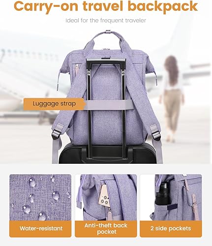 Miniatura 5 de LOVEVOOK - Mochila para laptop, para viaje de trabajo, bolso de enfermera, profesor, médico, viajero, para computadora de negocios, mochila