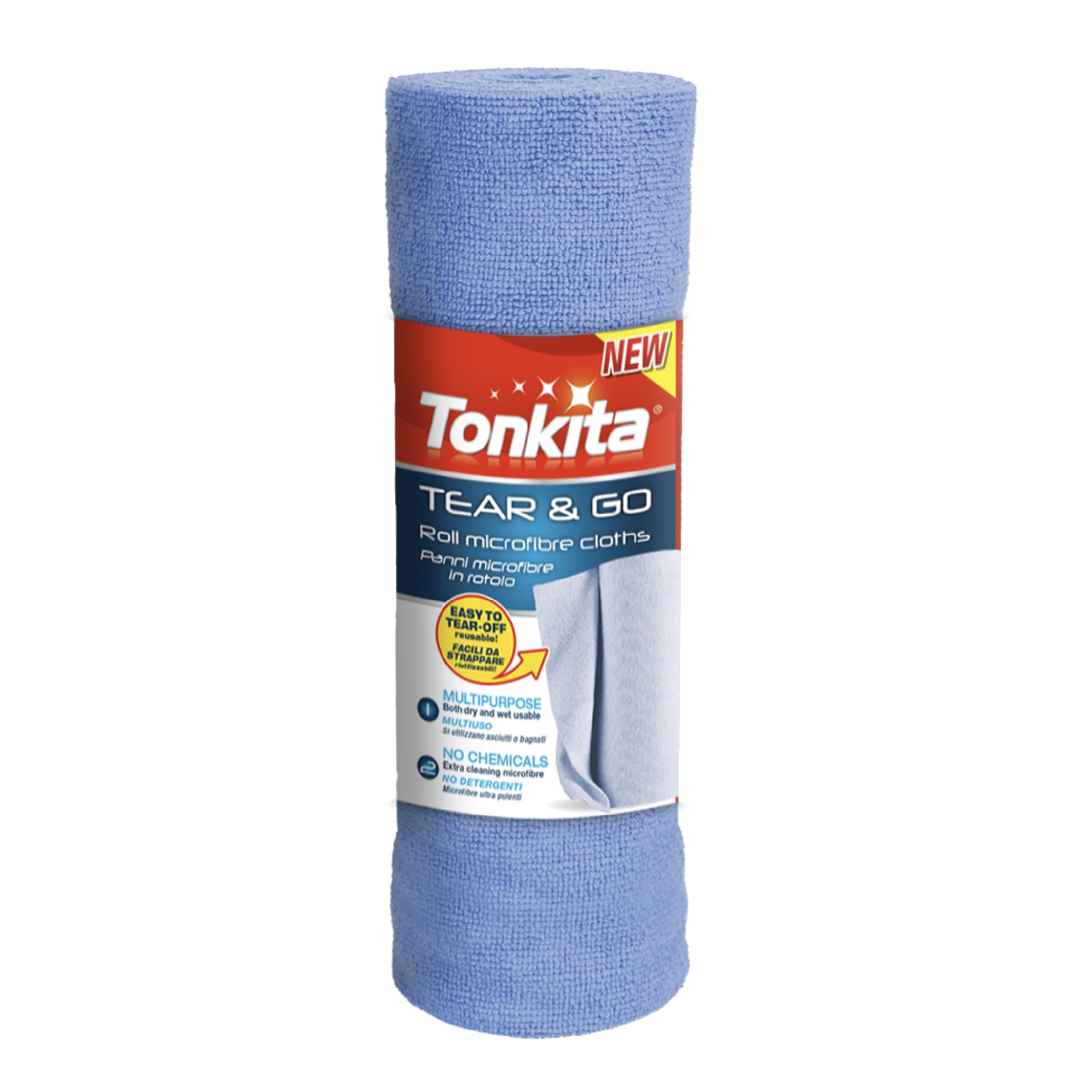 Tonkita Tear&Go Microfibre Cloth Roll – 20 Reusable Cleaning Cloths (30x30cm)