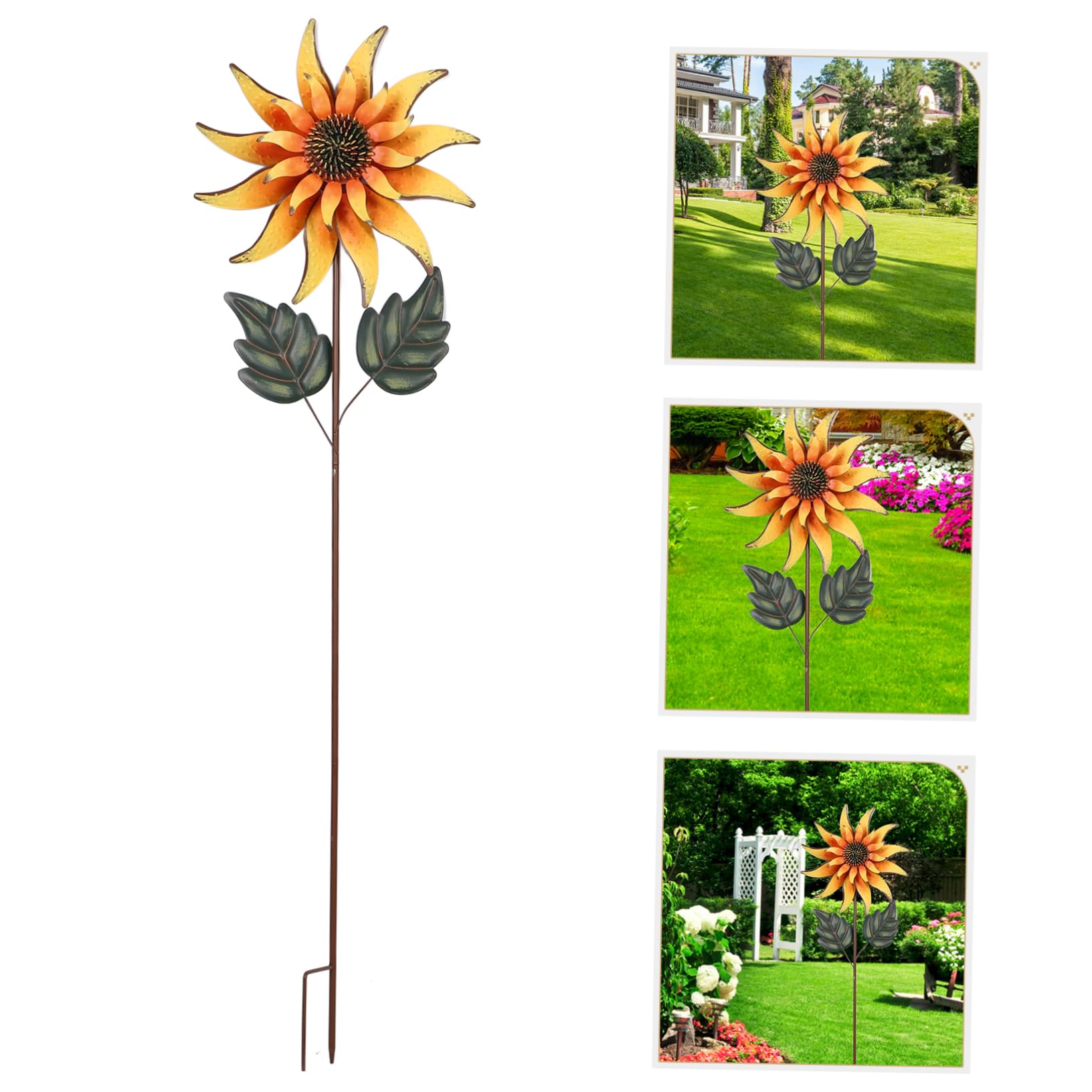 YARNOW Moulin à Vent Tournesol pour Jardin Girouette Extérieur Métal Décorative pour Parc