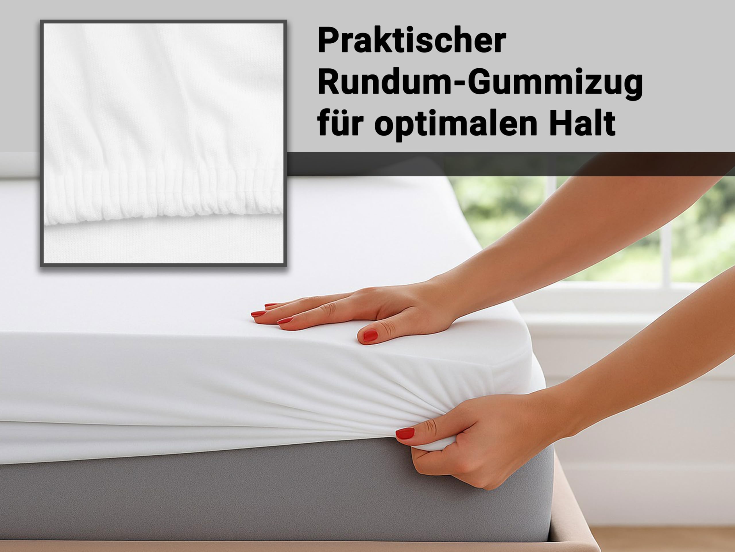 ZOLLNER 2er Set Spannbettlaken in 90x200 cm - mit eingearbeitetem Gummibund - Mischgewebe - waschbar bis 95°C - Hotelqualität - Oeko Tex® Zertifiziert