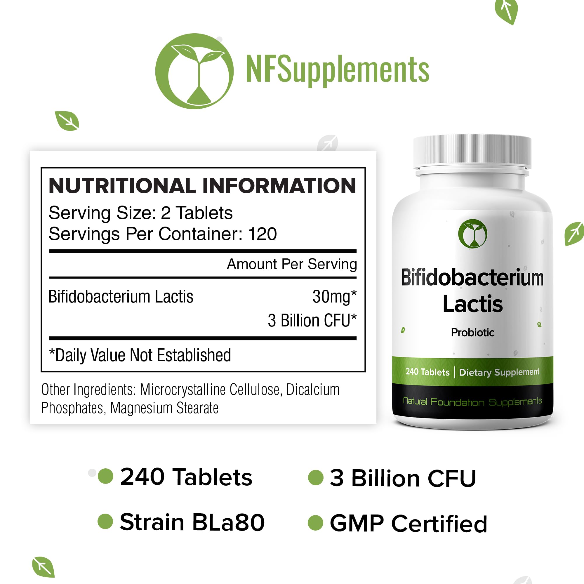 Natural Foundation Bifidobacterium Lactis Probiotic 240 Tablets (4 Month Supply) - 3 Billion CFU Researched Strain - Supports Digestive & Immune Health - GMP Certified (240, Bifidobacterium Lactis) — Amazon image 8