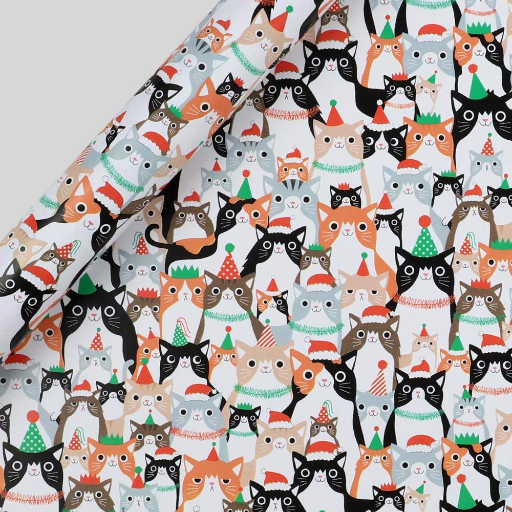Paperchase Festive Cats Christmas Wrapping Paper Roll - 3m