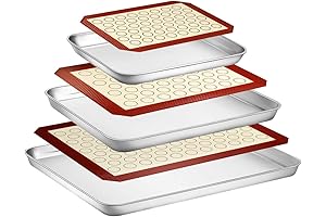 Wildone Baking Sheet with Silicone Mat Set, Set of 6 (3 Sheets + 3 Mats)