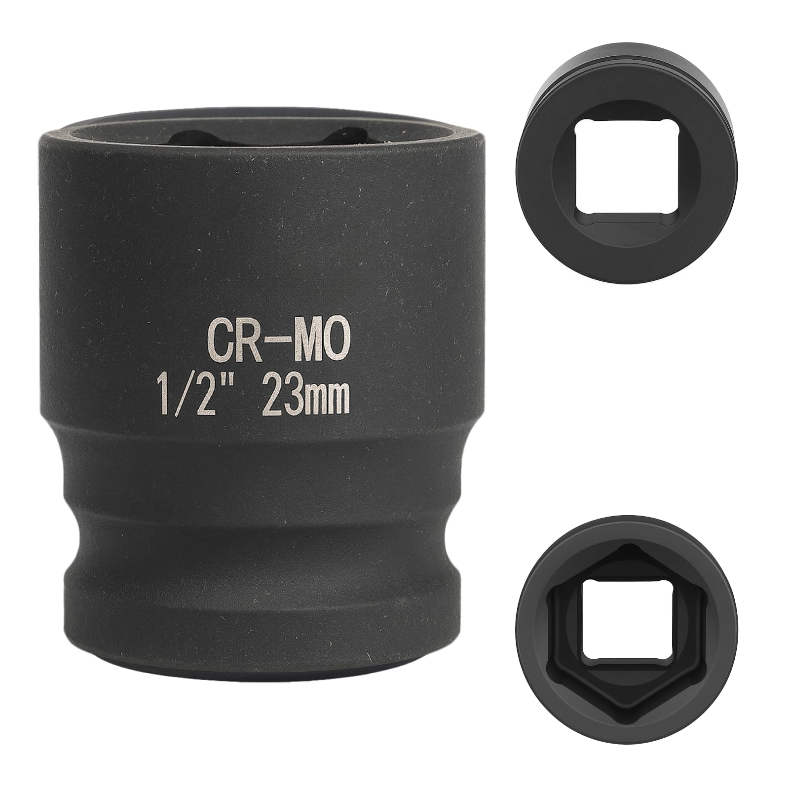 FortuneGlobe Socket 23 mm 1/2 inch Hexagon, Impact Socket 1/2 23 mm Chrome-Molybdenum Steel CR-MO (Black) โ image 1