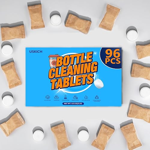 Miniatura 8 de Tabletas de limpieza de botellas de agua, paquete de 96, botella de acero inoxidable brillante, termos, vaso, botellas de agua aisladas y