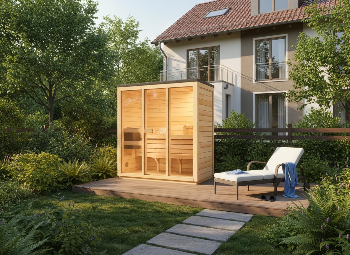 Gartensauna Kuuma M 199x111cm in Naturbelassen für bis zu 3 Pers.