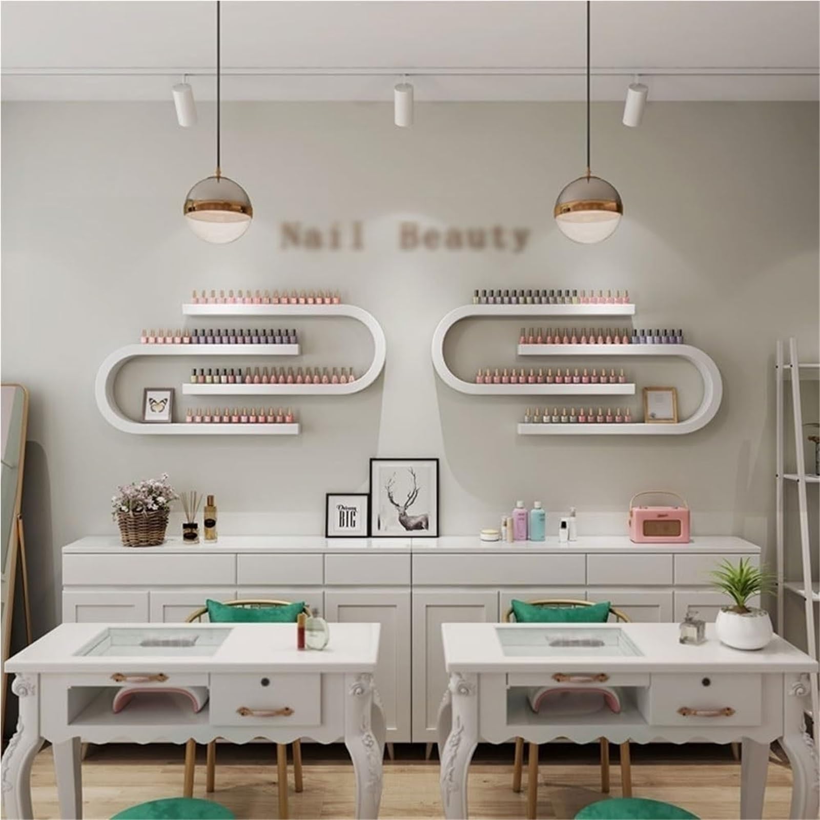 Organizador de esmaltes de uñas de Pared: Estante para esmaltes de uñas en Forma de U, Organizador de cosméticos de Pared, Estante Resistente, Adecuado para Salones de Belleza y hogares, con