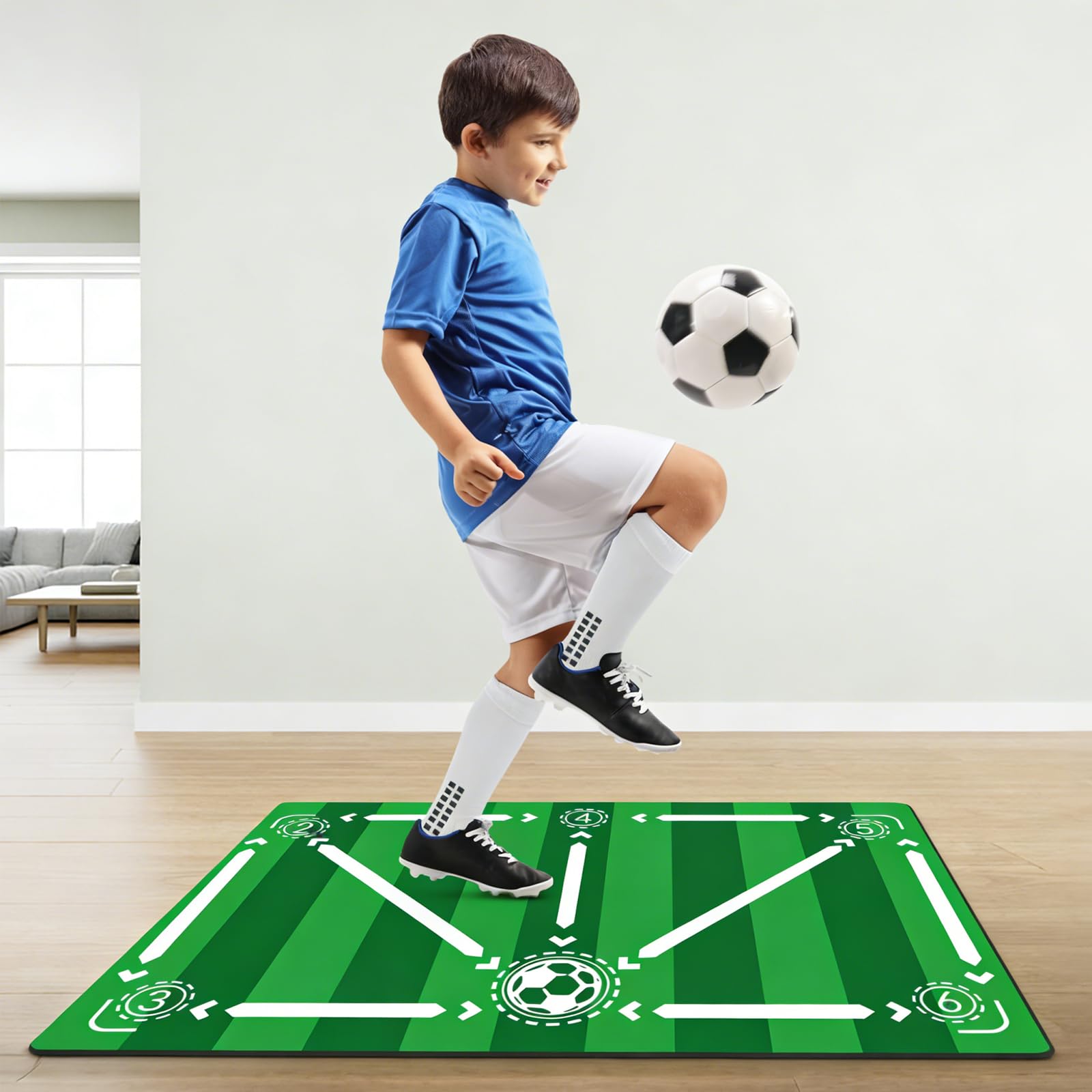 Tappeto Calcio, Tappeto Calcio Allenamento, Allenamento Calcio, Tappetino da Allenamento Antiscivolo, per Il Controllo Palla e Dribbling, per Allenamento Tecnico a Casa, Giardino