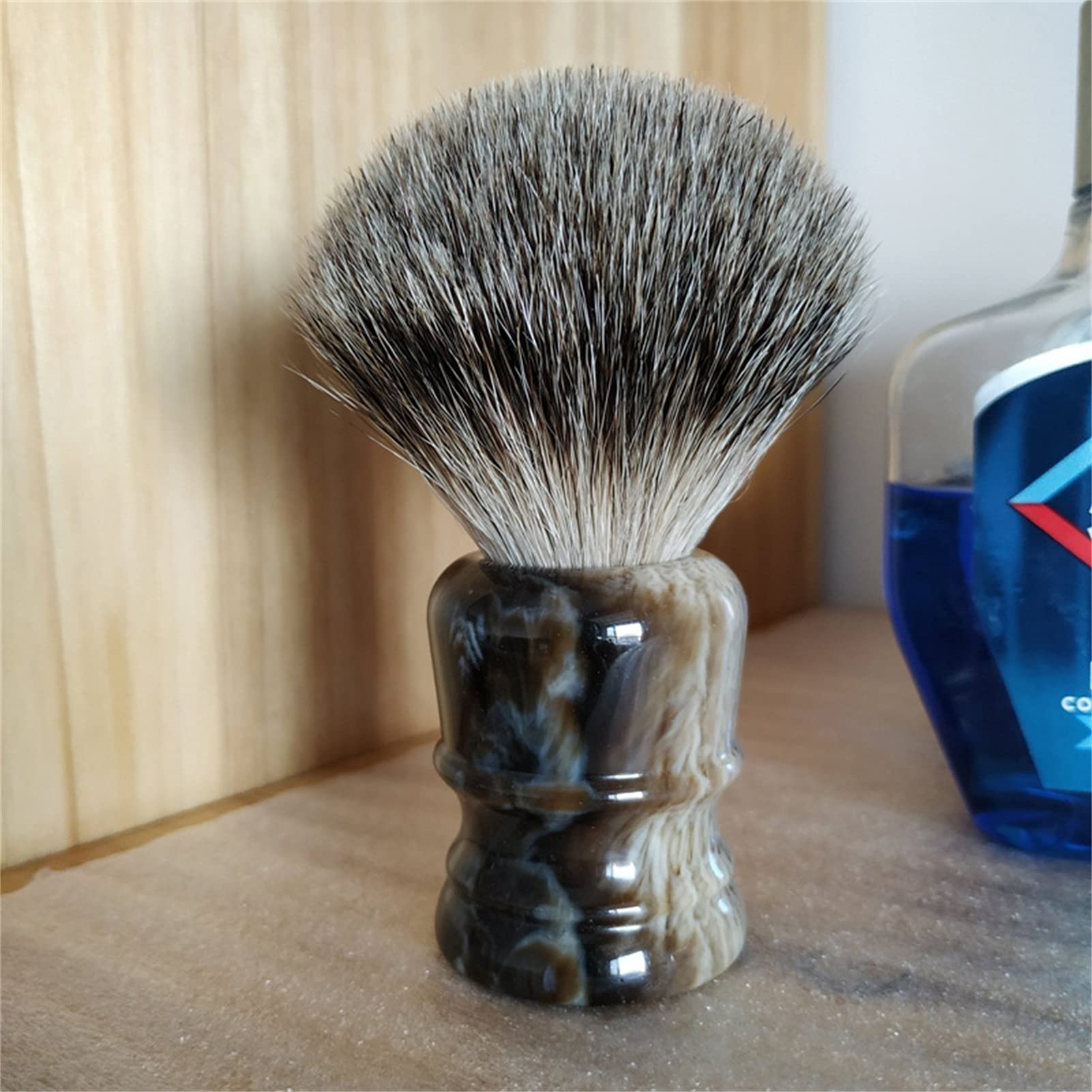 AnSafe Pennello da Barba Fatto a Mano Pelo di Tasso Puro Barba Pennello in Schiuma Durevole Manico in Resina Pennello da Barba Bagnato