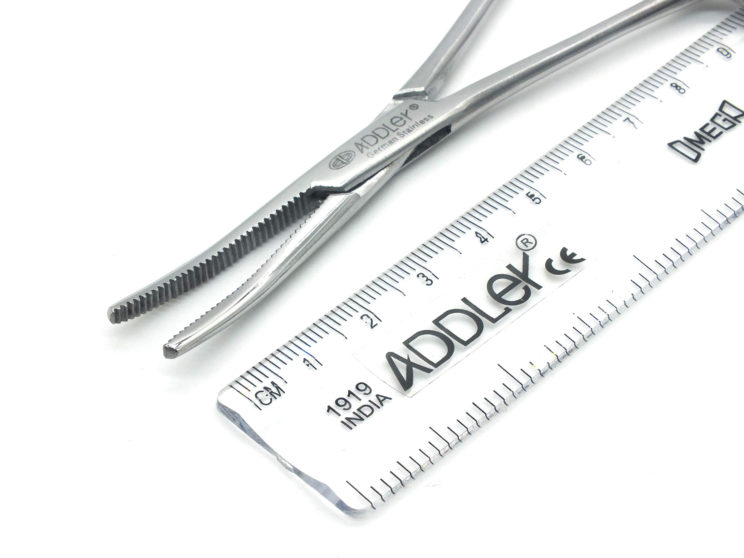 ADDLER DENTAL ARTERY FORCEP HAEMOSTATIC 5 INCH KELLY DOUBLE FORCEP CURVED TIPS. LIFE TIME ANTI RUSTING WARRANTY.