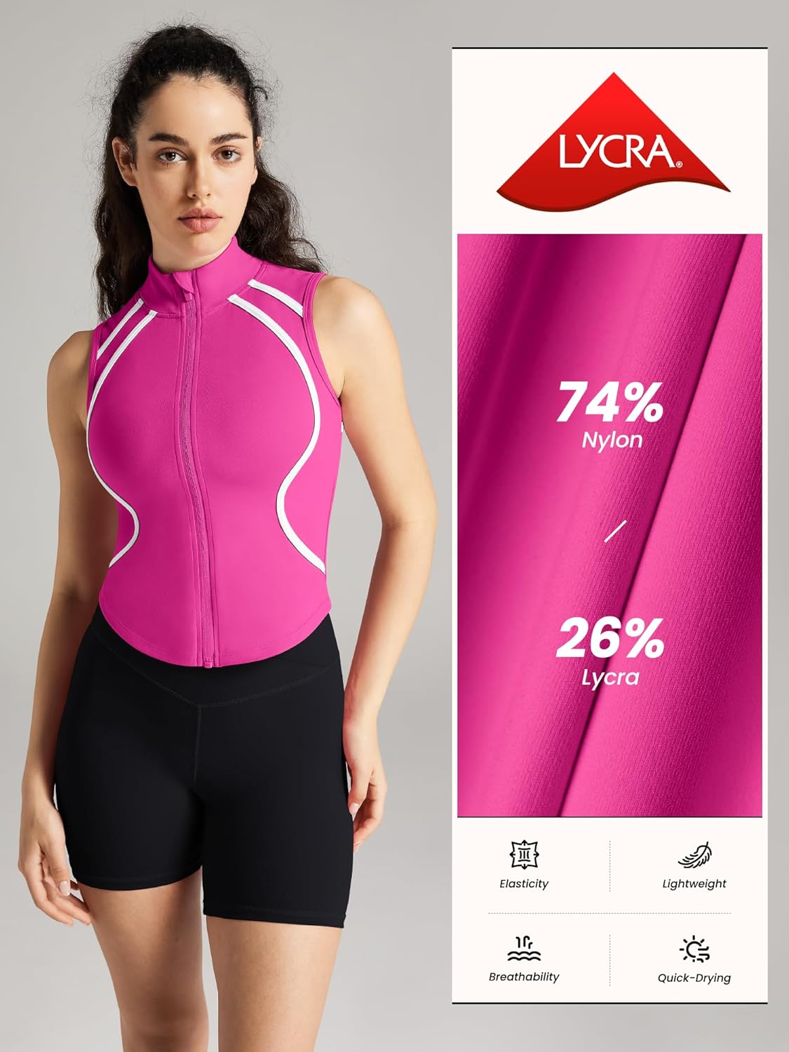 Vest Sleeveless Jacket zip up workout top workout tops for women zip up tank top running vest - Image 5