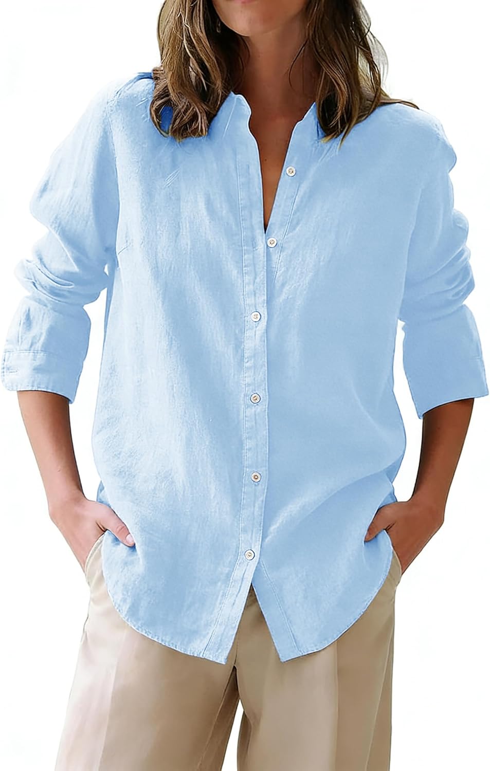 siliteelon Button Down Shirts for Women Oxford Shirt Cotton Dress Shirts Collared Long Sleeve Wrinkle Free Blouse Tops