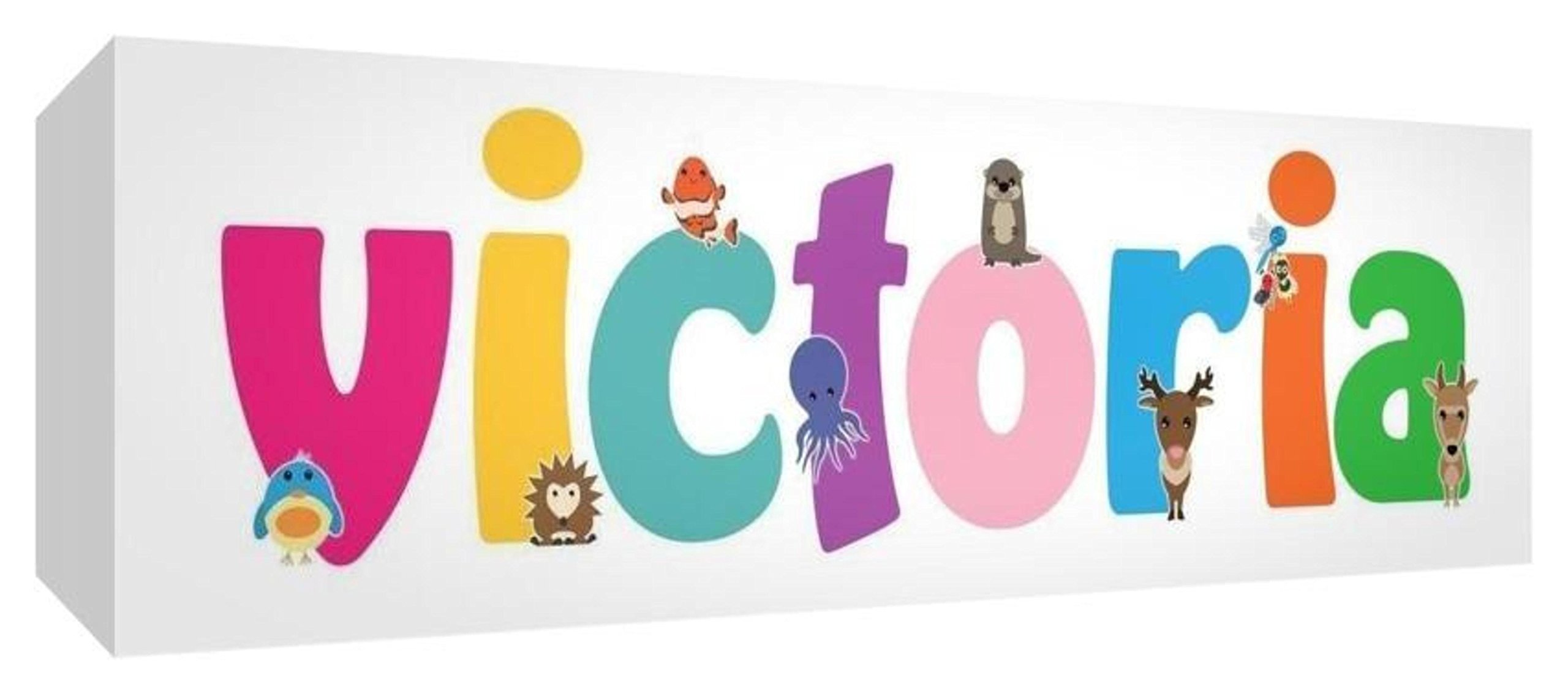 Feel Good Art Framed Box Canvas with Solid White Wooden Surround in Cute Illustrative Design Boy's Name (25 x 63 x 3 cm, Medium, Samuel)