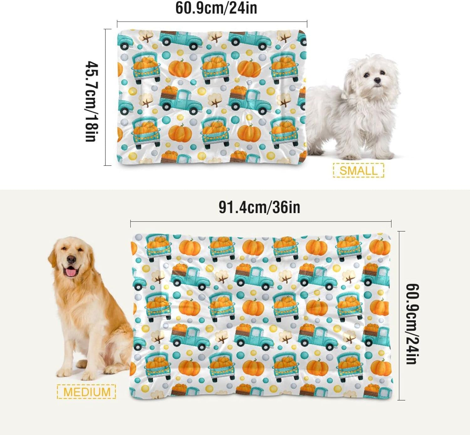 review Autumn Fall Pumpkins Dog Cat Bed Washable Crate Pet Bed Anti-Slip Comfortable Durable Dog Crate Bed for Small Medium and Laege Dogs Cat, 18 x 24 Inch