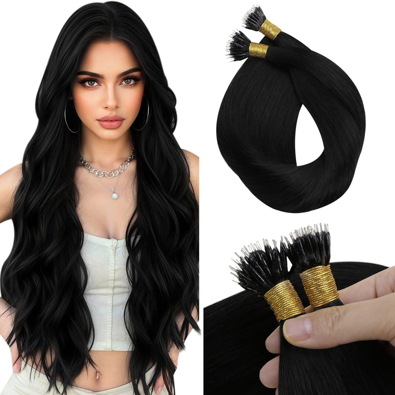 Nano Beads Human Hair Extensions 100% Russian Nano Ring Micro Loop - View #6