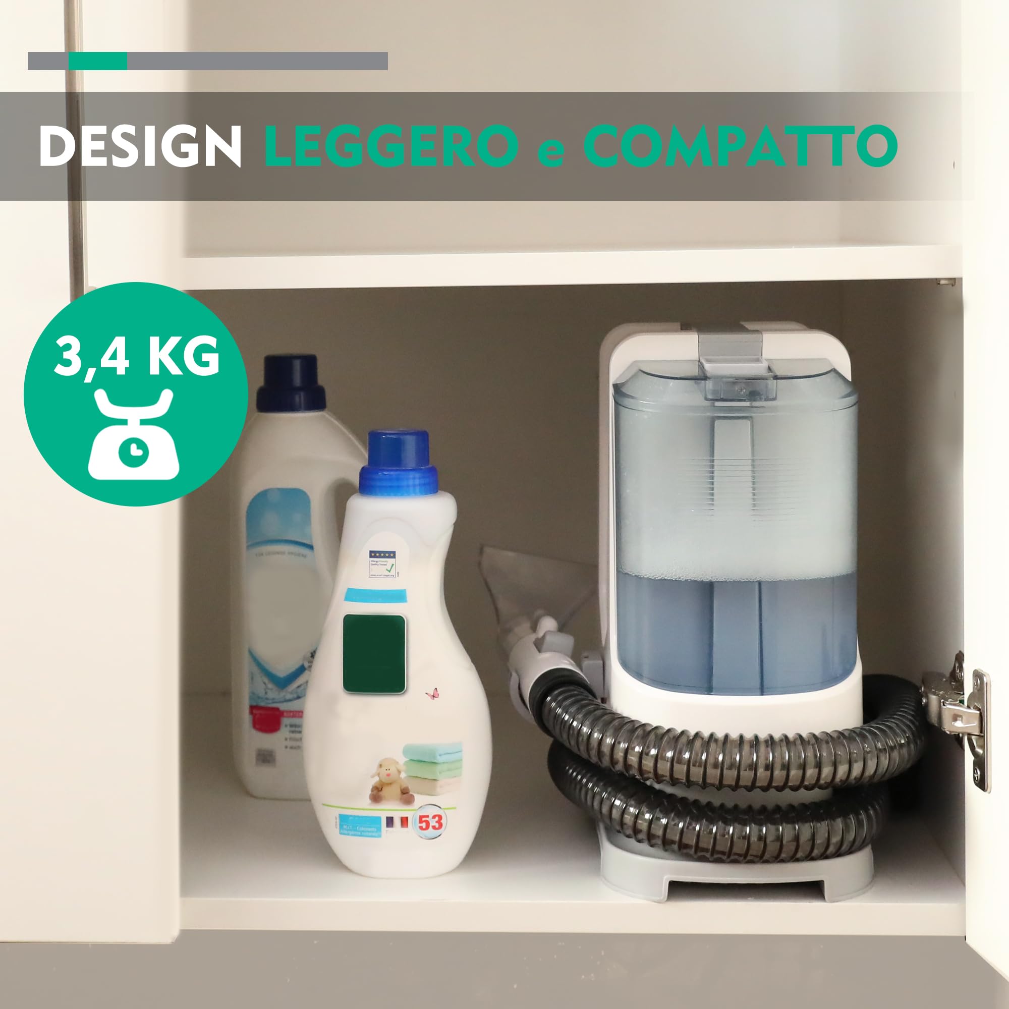 HAUSHOF StainZapper - Lavatappeti Portatile, Lava Divano ad Acqua, Lava Tappezzeria 400W, Ideale per Pulisci Scale, divano, Sedili Auto, Moquette e Tappeti, lava divani e aspira acqua