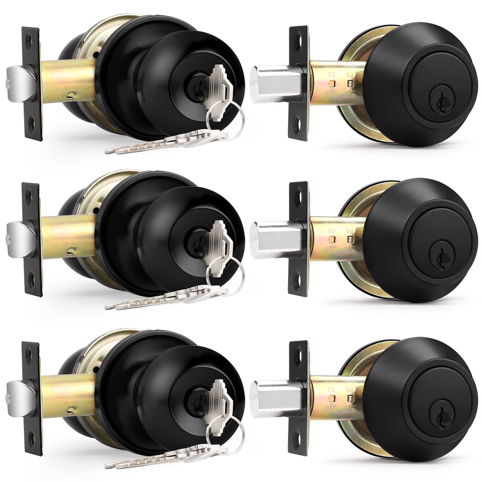 Probrico Matte Black Door Knob Set - Secure & Stylish -24 Probrico Matte Black Door Knob Set - Secure & Stylish -24