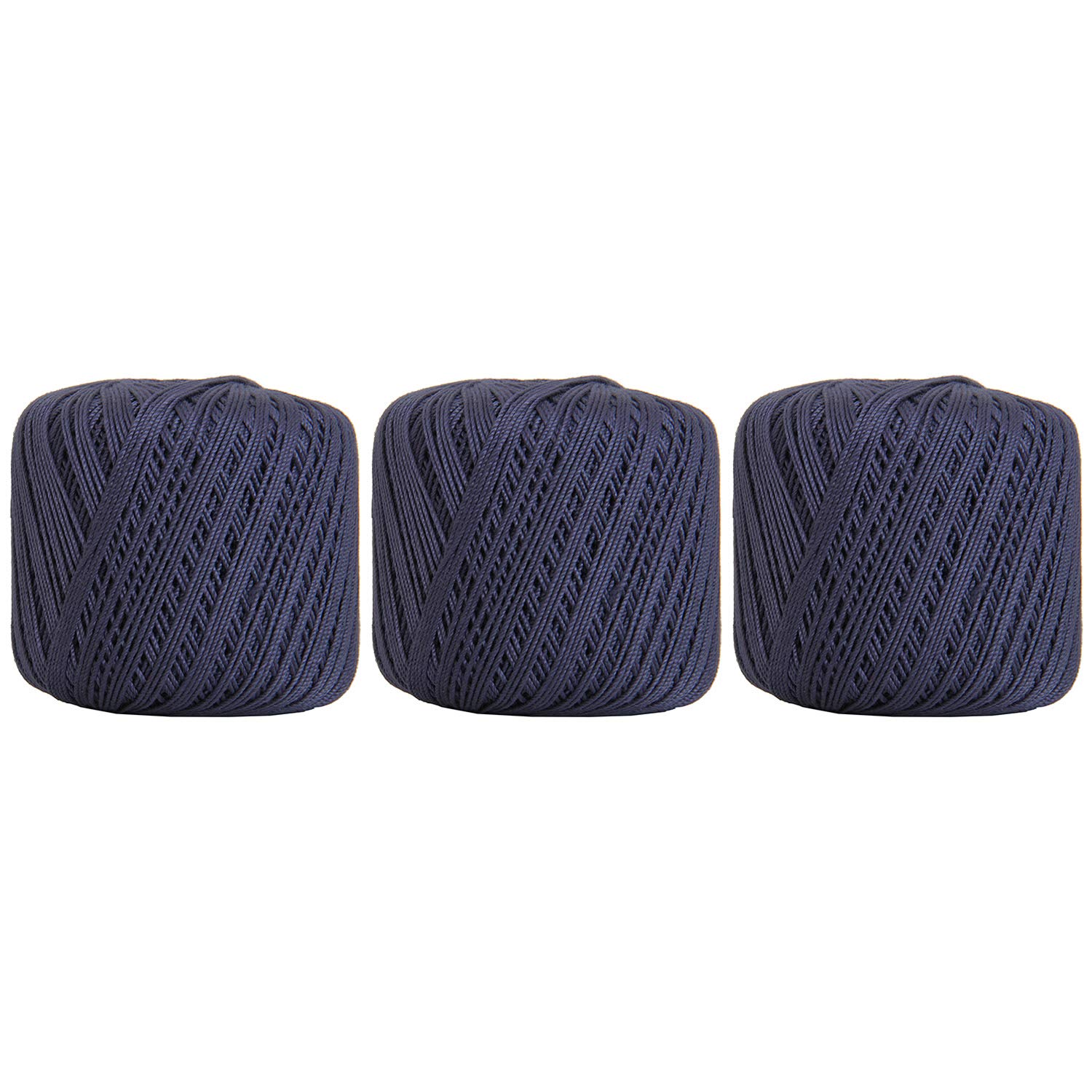 ThreadArt 100% Cotton Crochet Thread Size 3, 3 Ball Pack, Navy 38