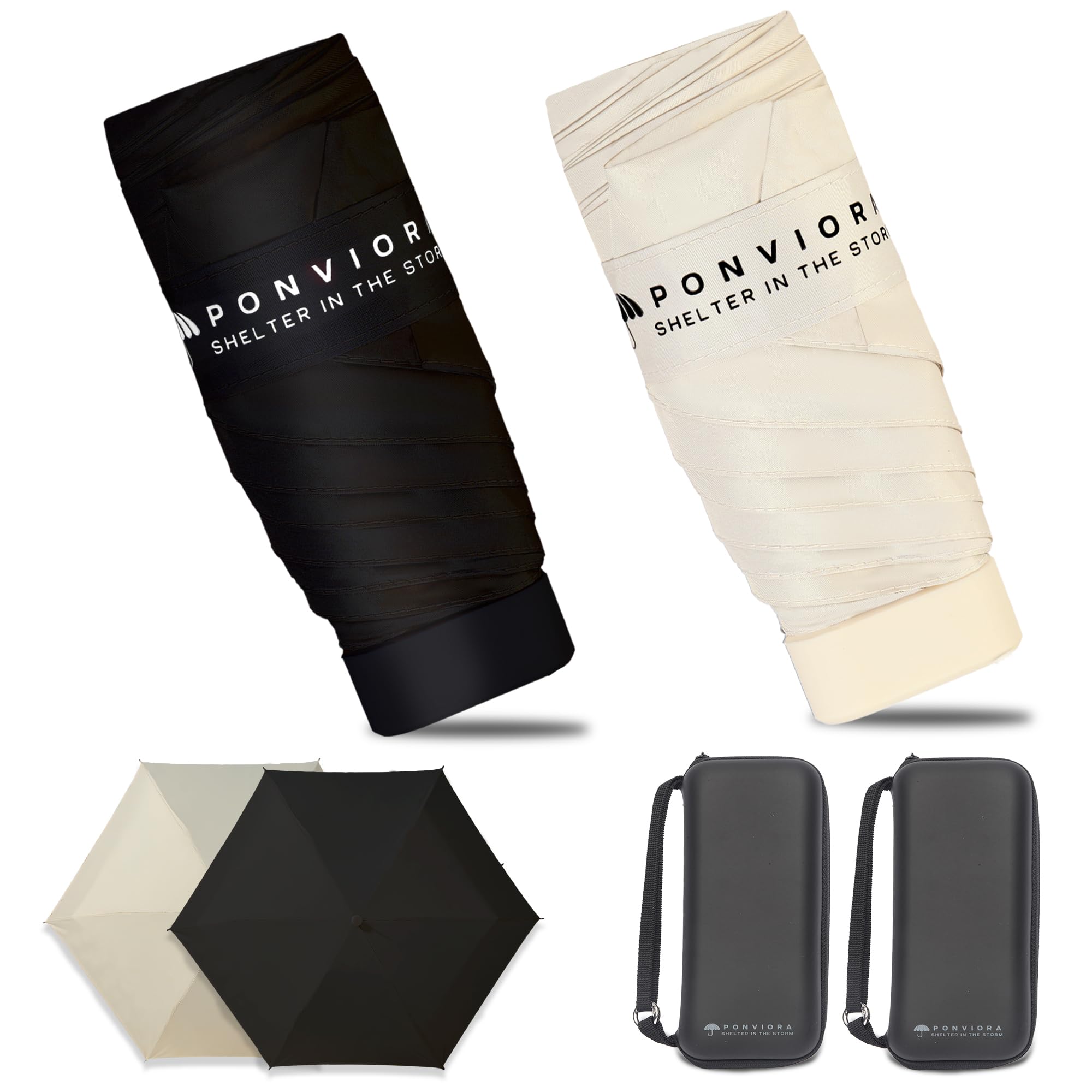 Compact Mini Windproof Travel Umbrella-UPF 50+ Sun & Rain Protection, Small Folding Design Fits in Pocket or Purse, Lightweight Portable with Case for