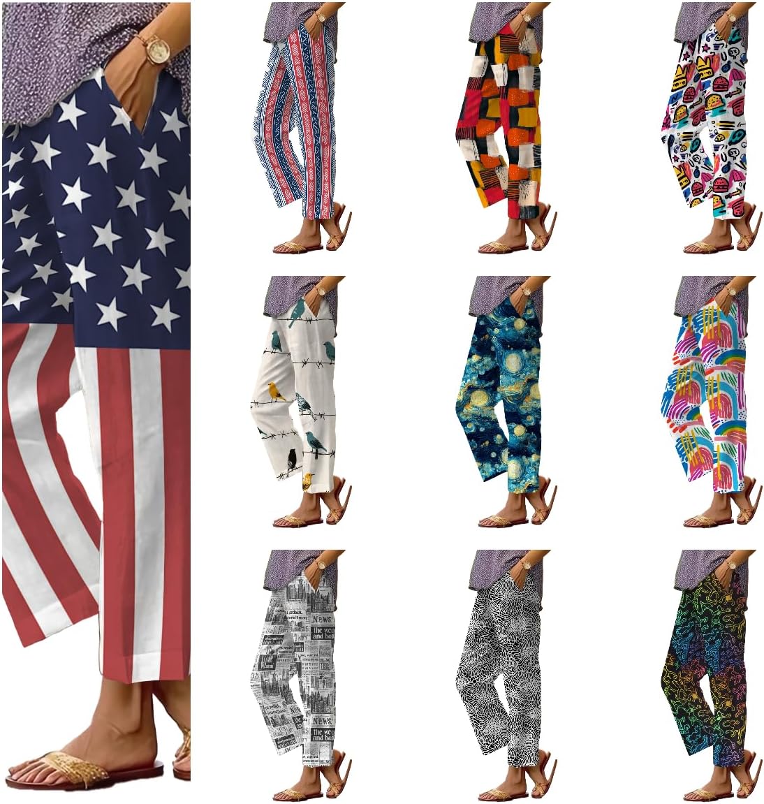 Resort Pants for Women Oversized Casual Wide Leg Soft 2025 Summer Elastic Waist Festival Lightweight Harem Trouser - Image 3