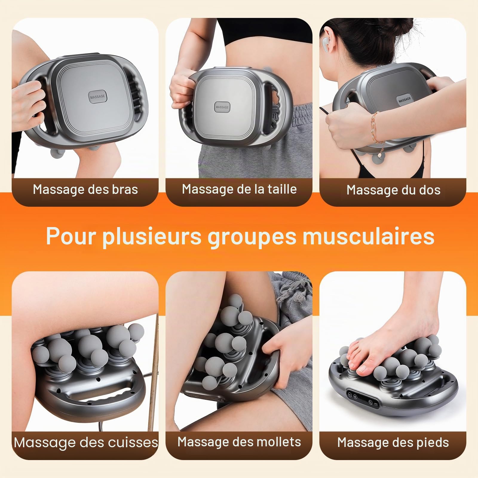 Pistolet de massage à 22 têtes, pistolet de massage musculaire rechargeable avec 9 modes et 9 niveaux, écran LCD, thérapie par lumière rouge