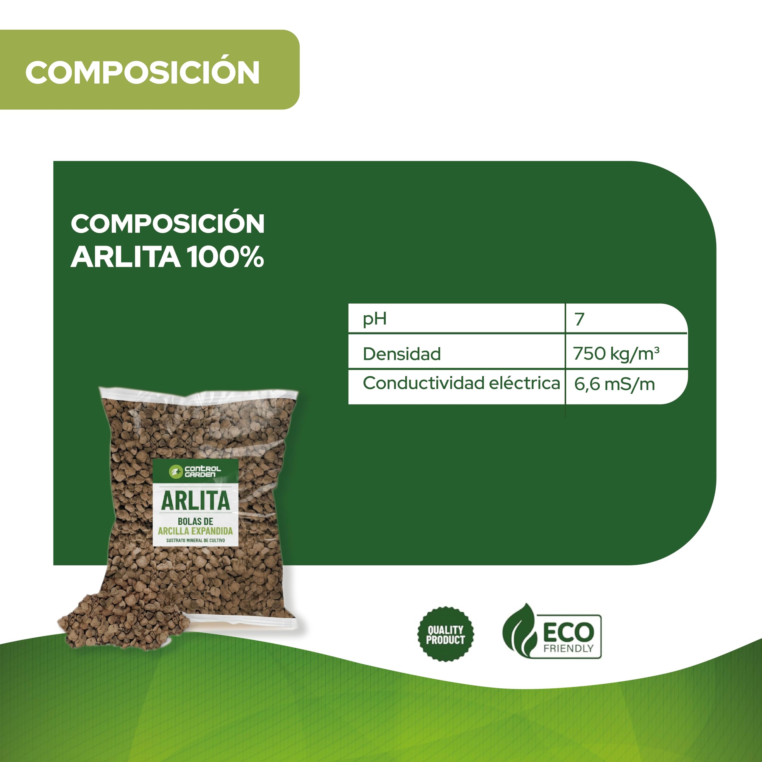 CONTROL GARDEN Arlita 20L | Bolas de Arcilla Expandida | Drenaje para Macetas, Cultivos y Plantas | Fabricado en España