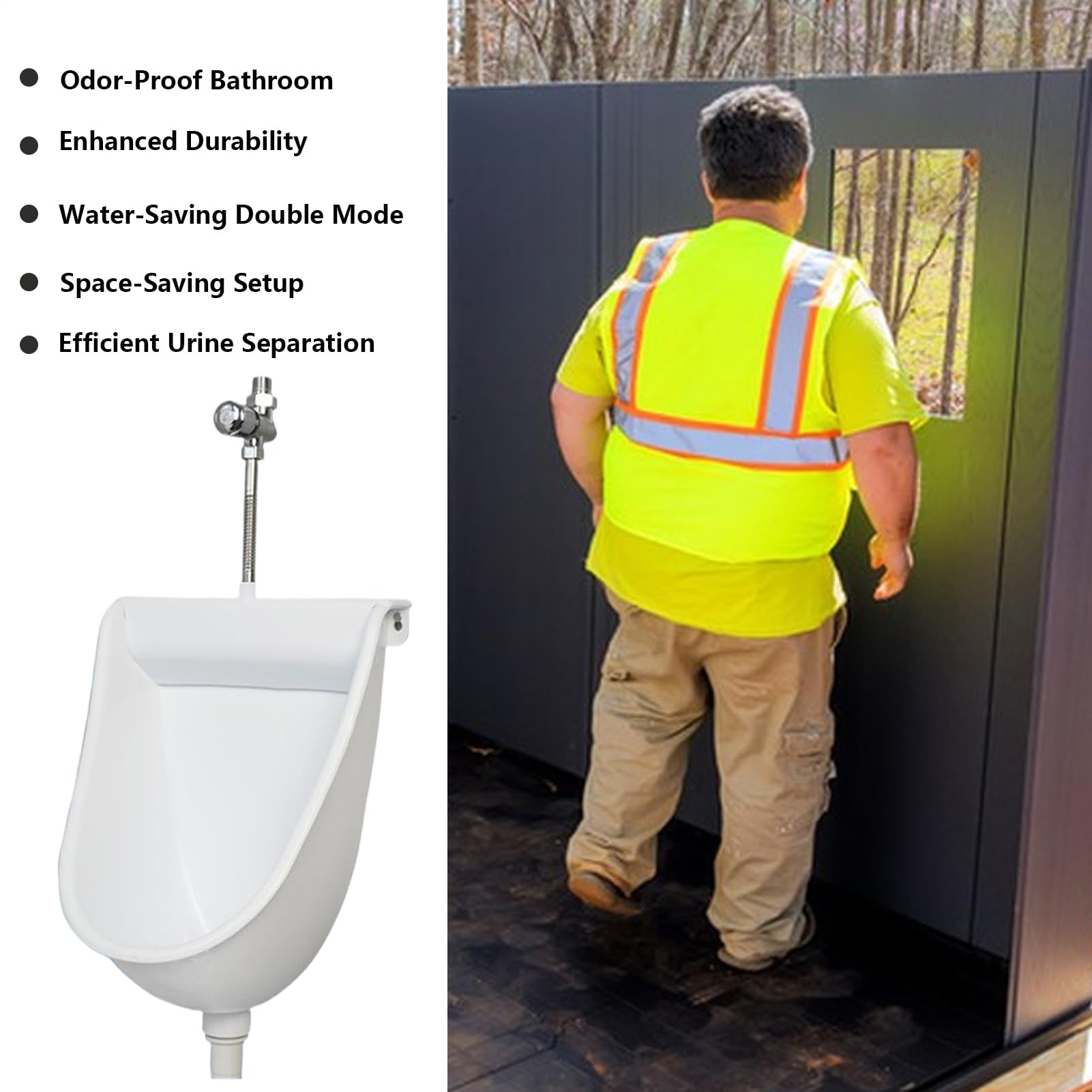 Toilettes flottantes – Toilettes pour homme avec chasse d'eau, urinoir mural | pour extérieur, dortoir, jardin, camping-car, appartement, papa, petit ami, grand-père