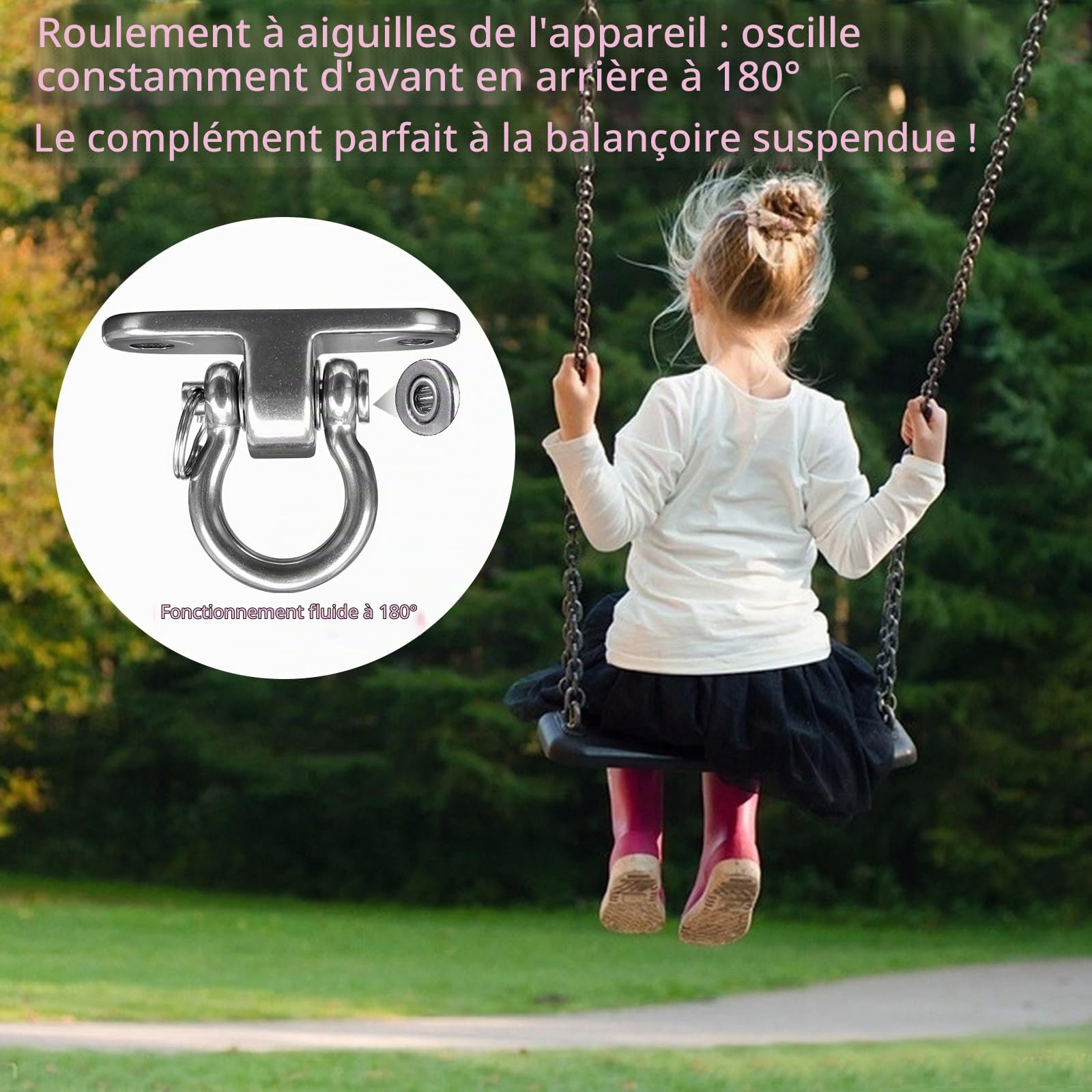 2 Pièces crochets acier inoxydable très résistants, crochets de plafond rotatifs à 180° kit de suspension fixation de hamac avec palier pour Chaise Suspendue, balançoire,Yoga,capacité de charge 680 KG