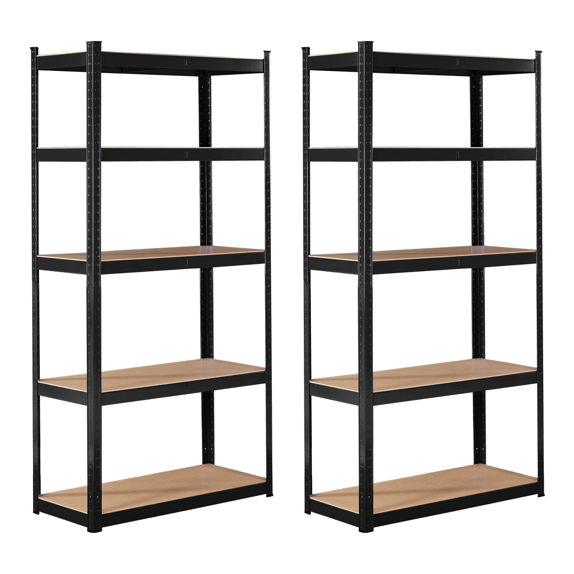 Arebos Kraftiga hyllor set om 2 | 180 x 90 x 40 cm | svart | 5 hyllor | verkstadshylla hyllplan lagerhylla källarhylla