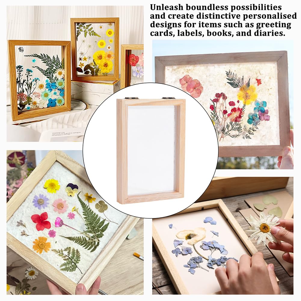 NBEADS 10 Stück Papierherstellungsrahmen Set, A6 Große Hölzerne Papierschöpfform Mit Sieb Und Schwamm Scheuerschwamm Für DIY Papierbastelarbeiten, Innendurchmesser: 15.6x10.2cm