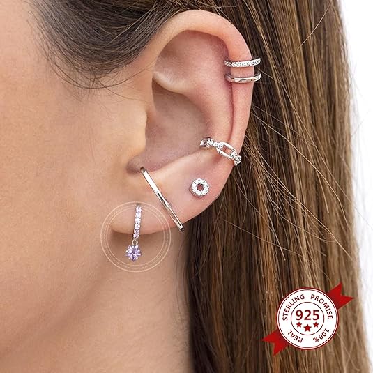 Orecchino Ag 925 Dorato Motivo Stella Con Pave' Di Zirconi - Chiusura