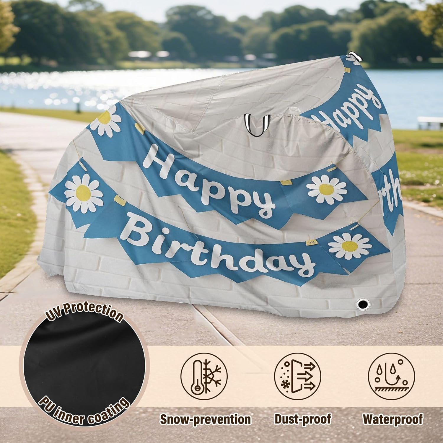 Birthday Patterns Bike Cover Waterproof Outdoor Storage, Bicycle Cover Rain Sun UV Wind Proof for Mountain Bike,Road Bike,Electric Bike