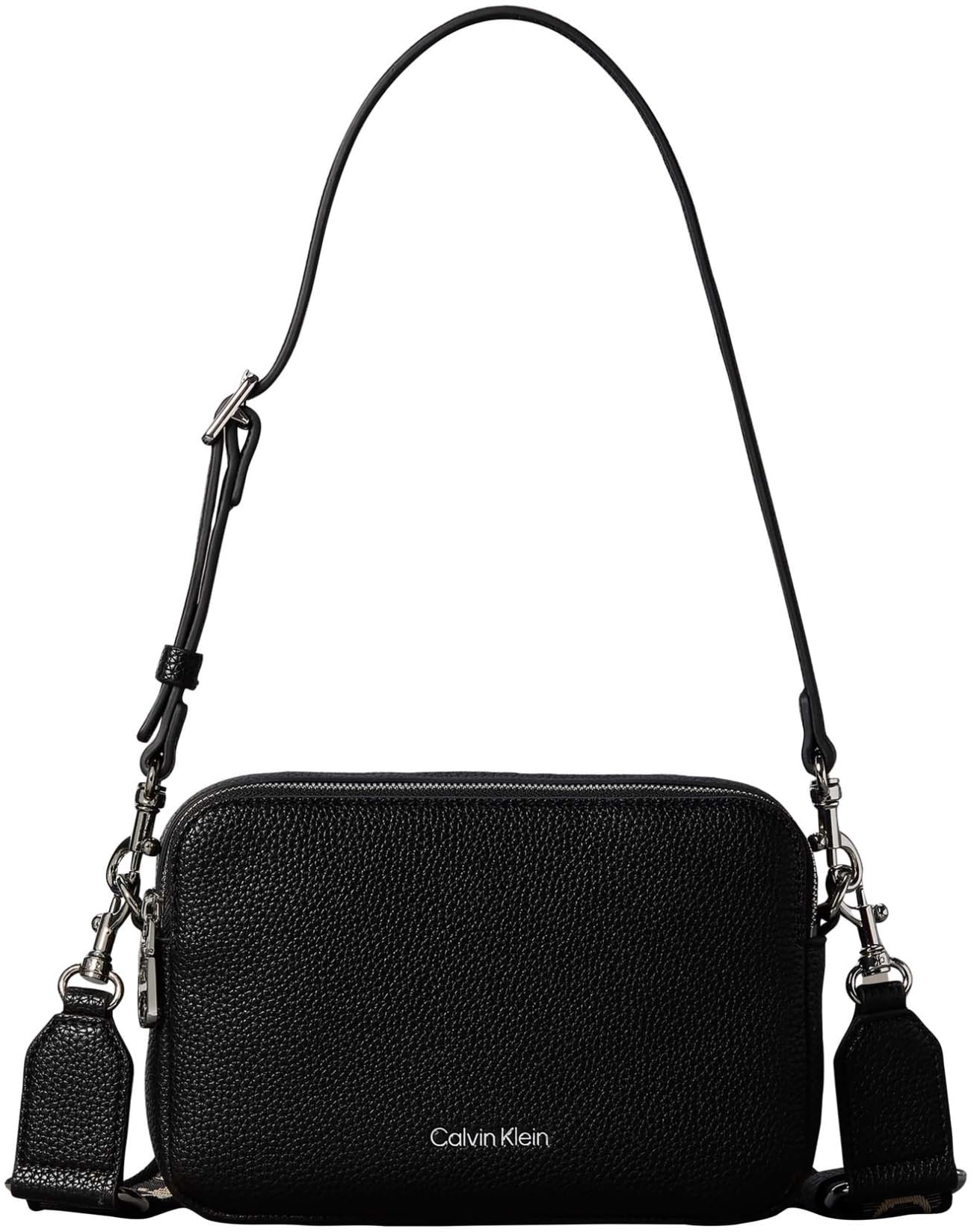 Calvin Klein Women Webbing 2X Strap Camera Bag LV04F3656G Crossover, Black (Black), One Size
