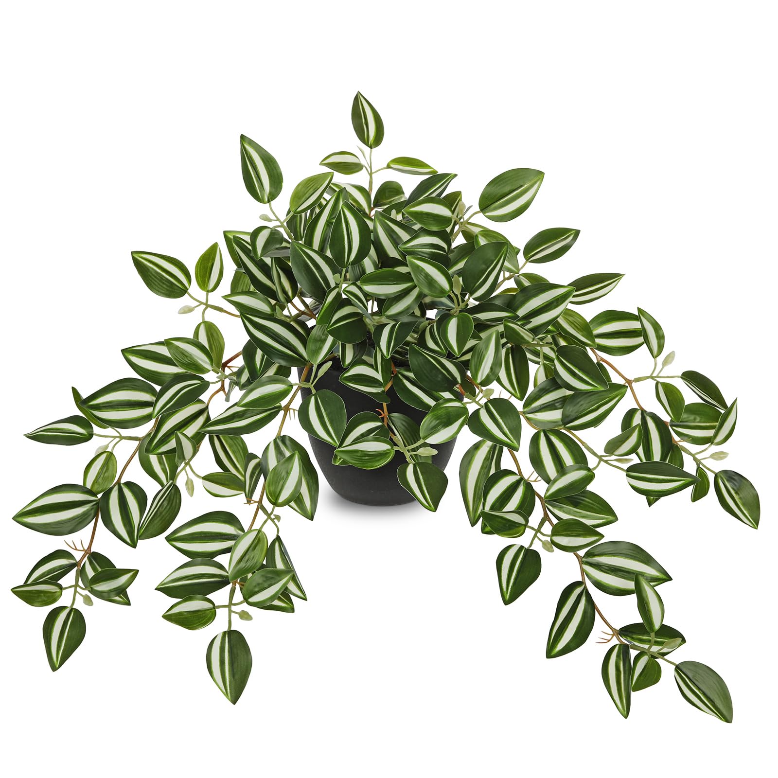 Oairse Artificial Plants Indoor, Fake Trailing Plants in Black Plastic Pot