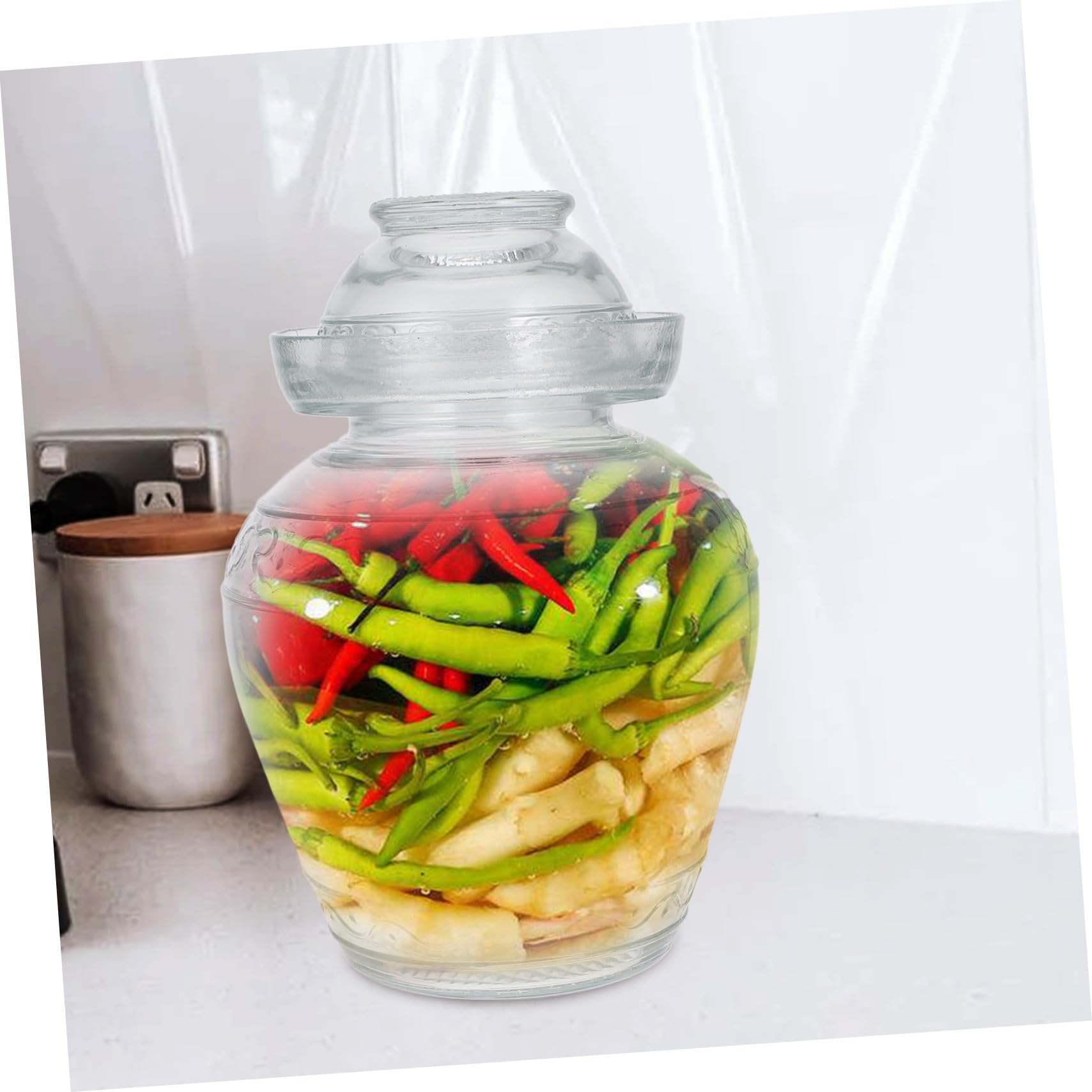 Gatuida Gurkenglas aus Glas, Transparent, für Lebensmittel, Küche | Großes Fassungsvermögen, Lebensmittelversiegelt, Schlichtes Modernes Design