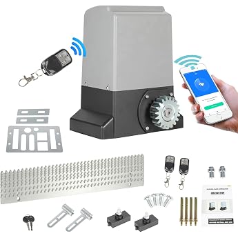 370 W Gate Drive Sliding Gate WiFi Electric Sliding Door up to 800 kg 12 m/min Sliding Gate Opener with App Bluetooth Garage Door Opener with 2 Remote Controls