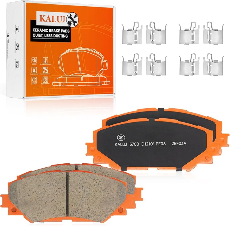 Pastilhas de freio dianteiras cerâmicas KALUJ D1210 para Toyota RAV4, Corolla e Prius V – Jogo com 4 unidades